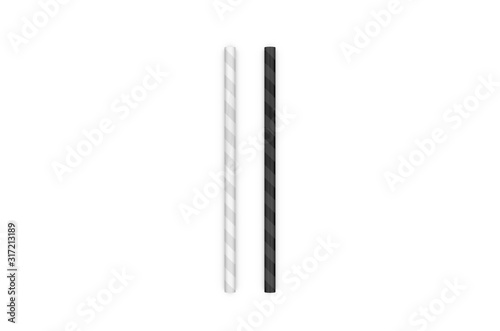 Paper straw mock up template on isolated white background  3d illustration