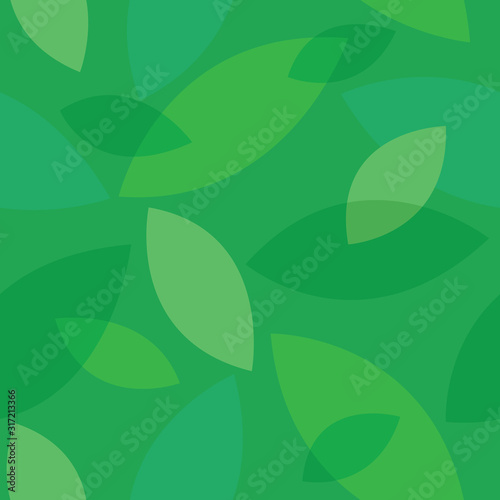 Seamless pattern with green leaves for textile  paper  website. Vector flat illustration on the green background. 