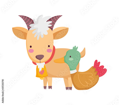 Dekoracja na wymiar  goat-with-bell-duck-farm-animal-cartoon