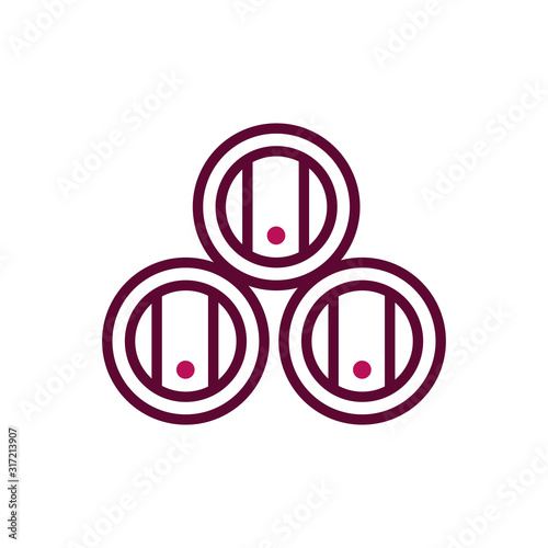stacked barrels wine celebration drink beverage icon line and filled