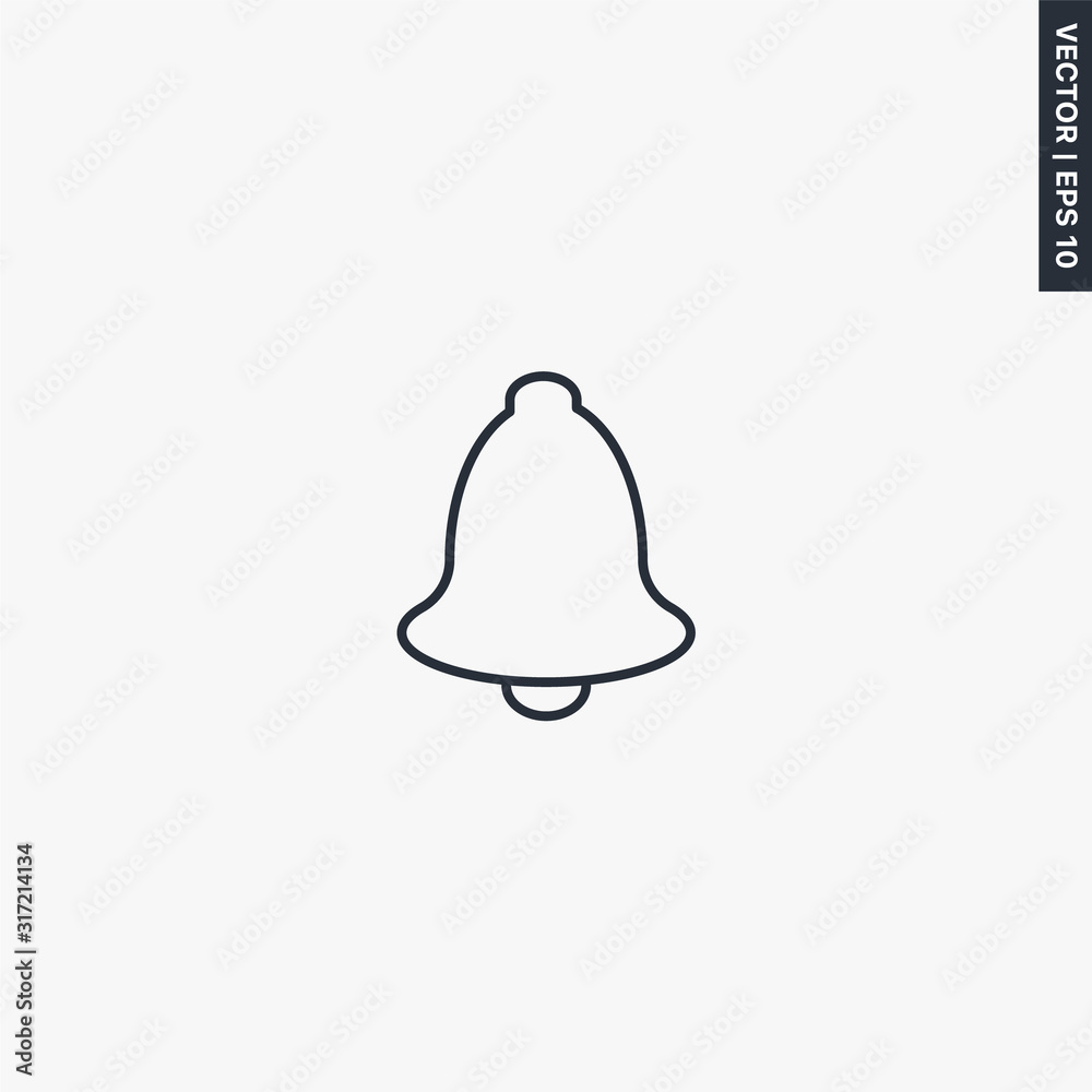 Bell icon, linear style sign for mobile concept and web design Bell icon, linear style sign for mobile concept and web design