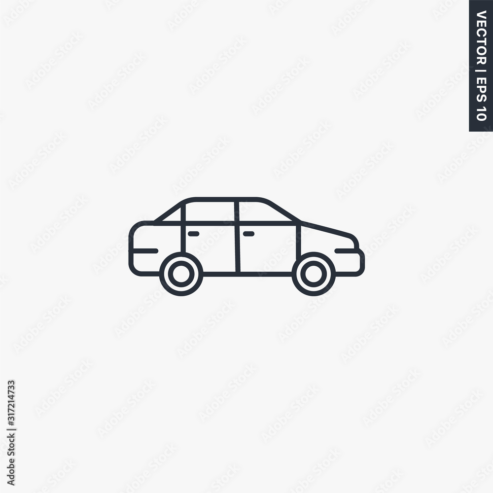 Car icon, linear style sign for mobile concept and web design