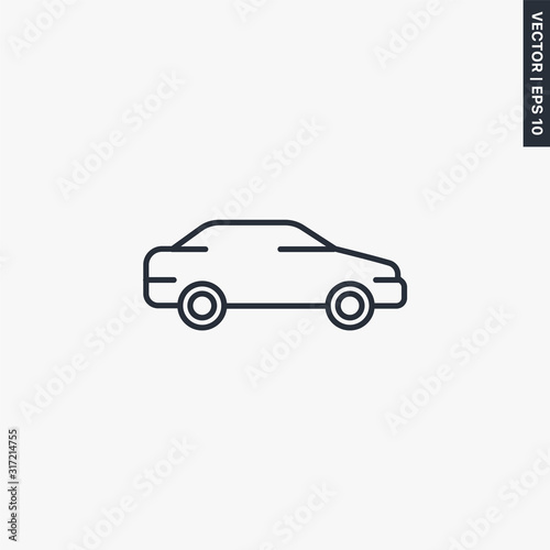 Car icon. Small sedan  linear style sign for mobile concept and web design