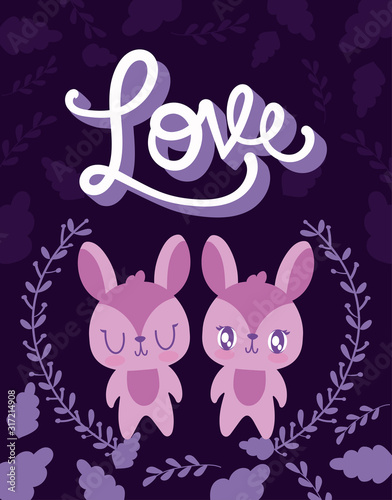 Love rabbits cartoons vector design