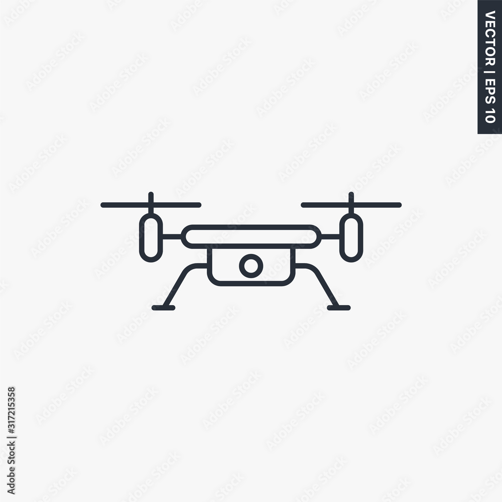 Drone aerial camera icon, linear style sign for mobile concept and web design Drone aerial camera icon, linear style sign for mobile concept and web design