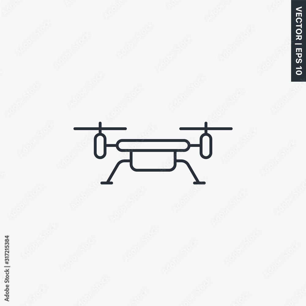 Drone icon, linear style sign for mobile concept and web design