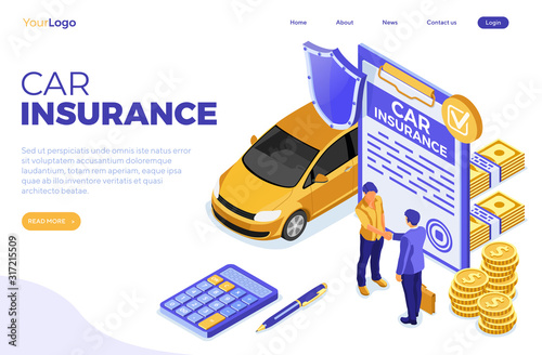 Car Insurance Isometric Concept