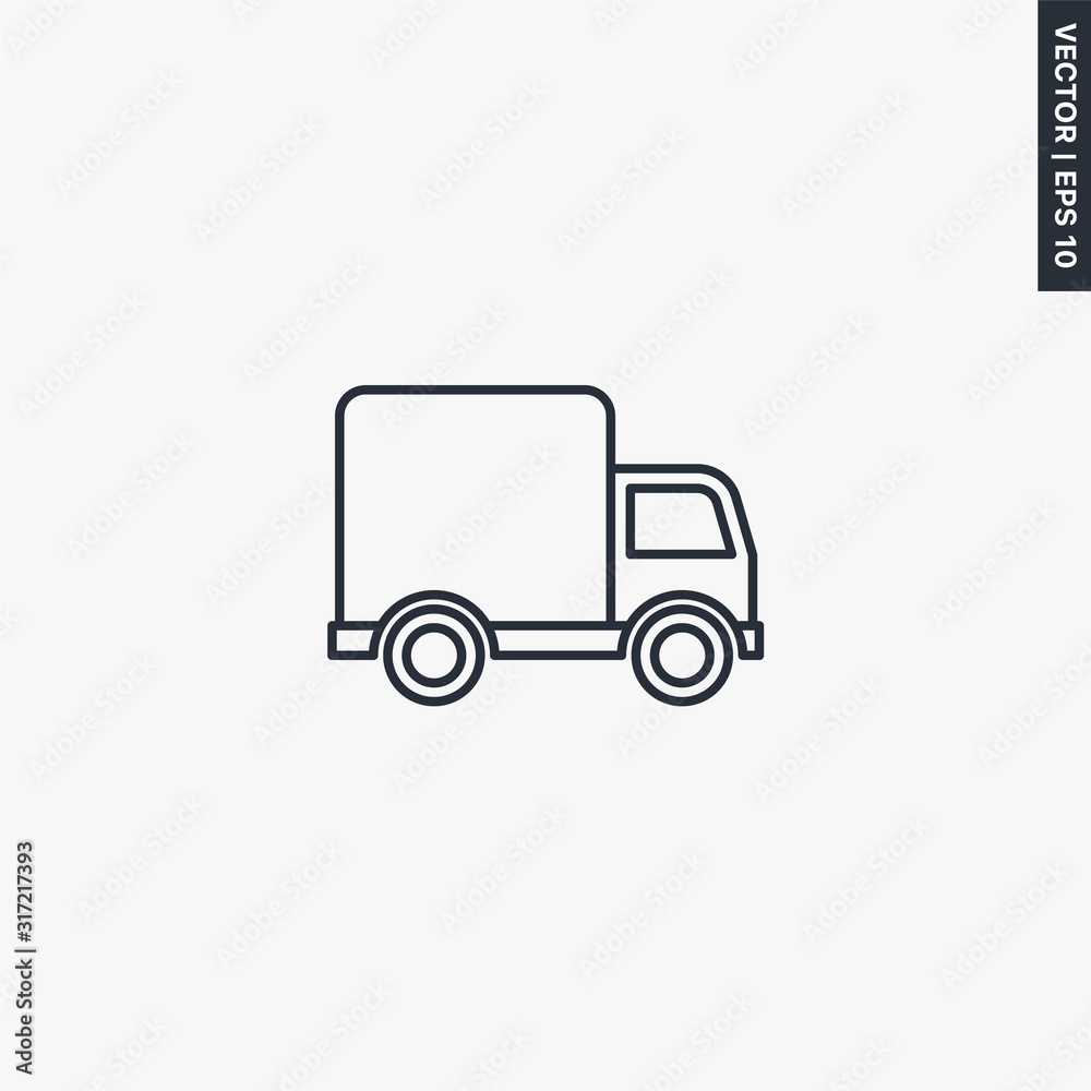 Truck auto, linear style sign for mobile concept and web design