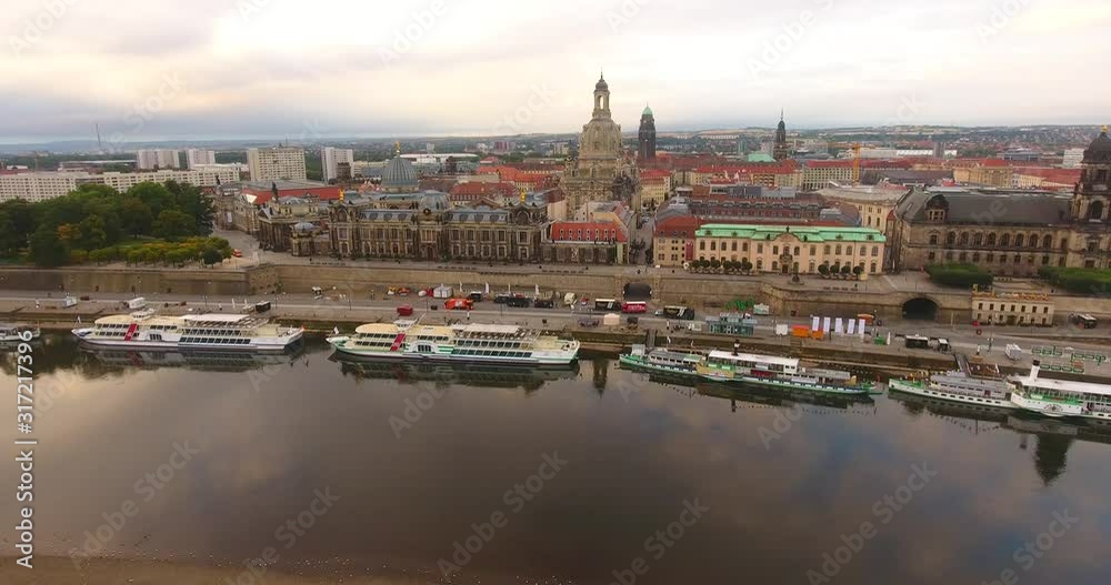 Aerial Drone Shot of Dresden Cityscape at Sunset Brühlsche Terrasse, Brühl's Terrace, Saxony Germany Aerial Drone Shot of Dresden Cityscape at Sunset Brühlsche Terrasse, Brühl's Terrace, Saxony Germany