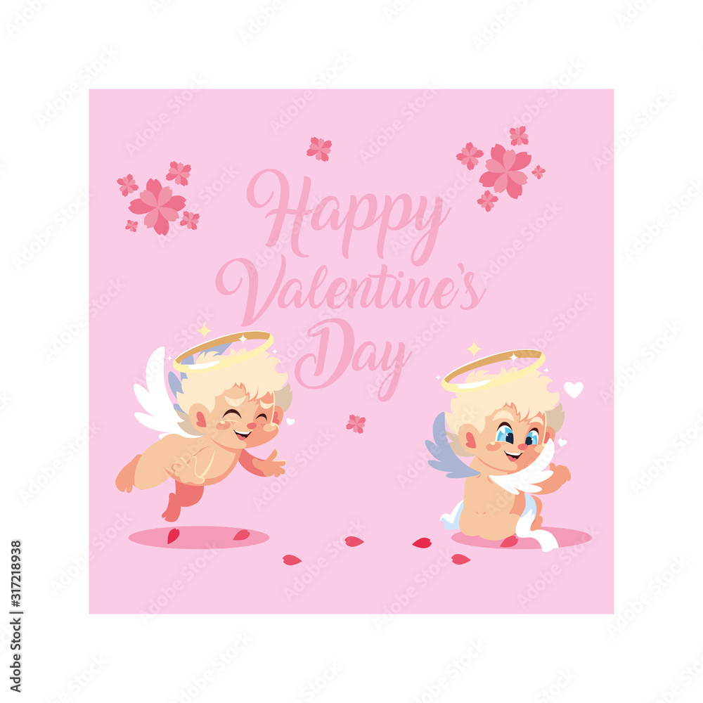 greetings card for valentines day, sweet cupid angel