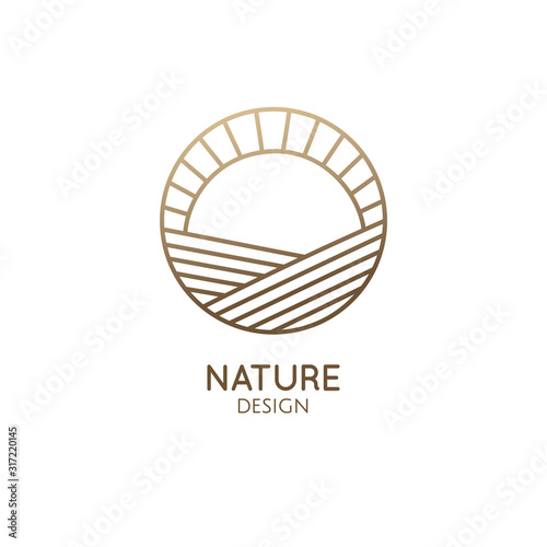 Sunset and sunrise minimal logo emblem