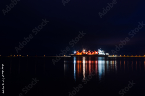 LNG TANKER AT NIGHT - A beautiful ship at the gas terminal