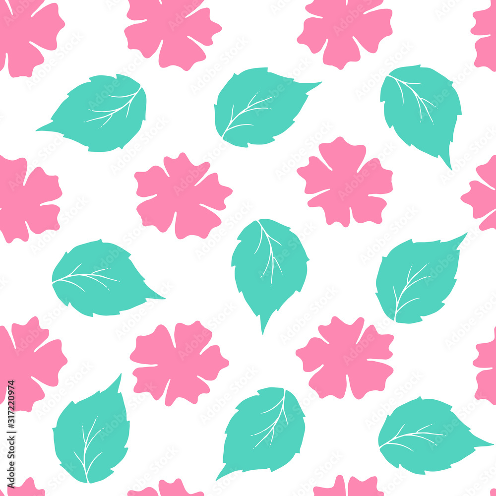 Fototapeta premium Vector floral seamless pattern on white background.Endless texture for your design.