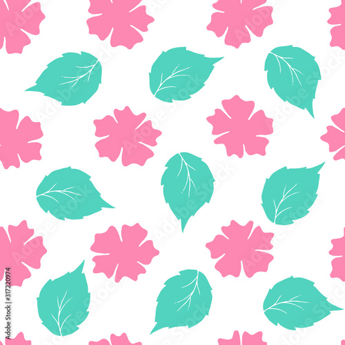 Vector floral seamless pattern on white background.Endless texture for your design.