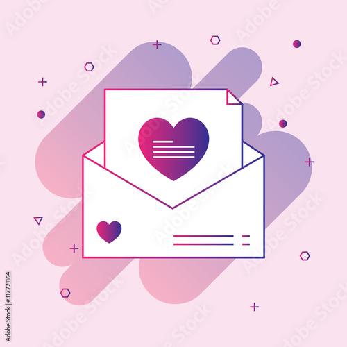  Open envelope with hearts line icon