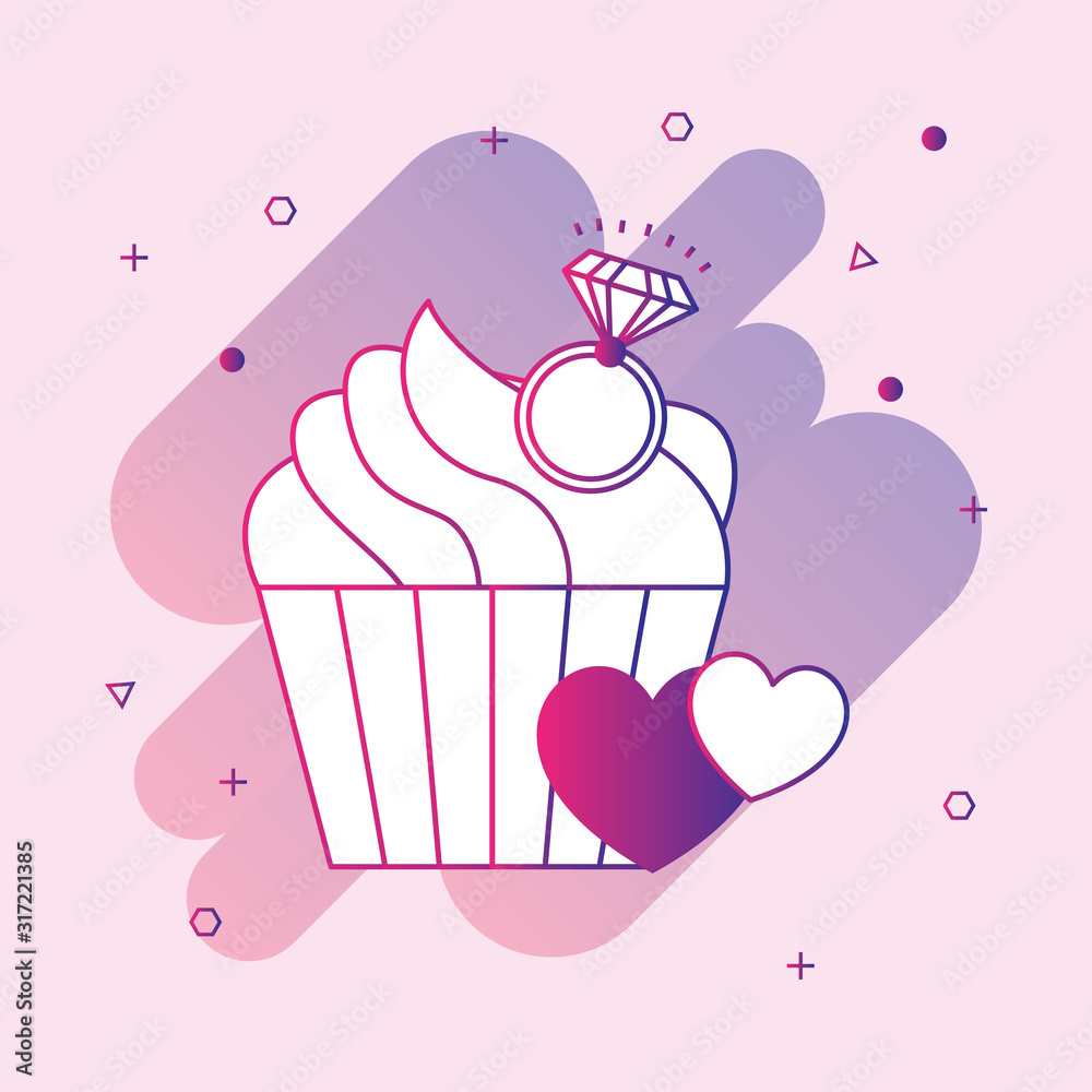  Cupcake with ring line icon