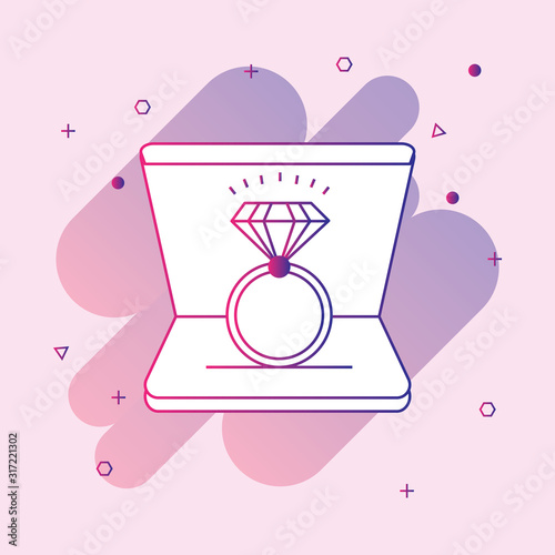  Shiny diamond ring outline icon