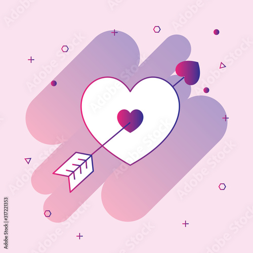  Cupid arrow in heart line icon