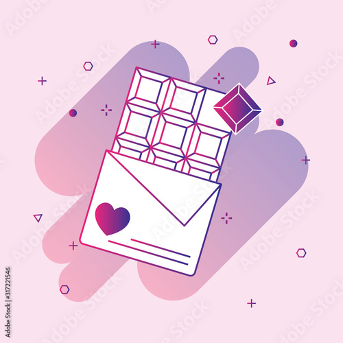  Chocolate bar with heart line icon