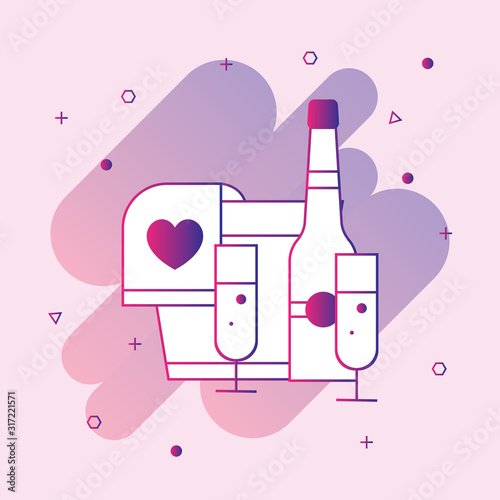  Champagne ice bucket line icon