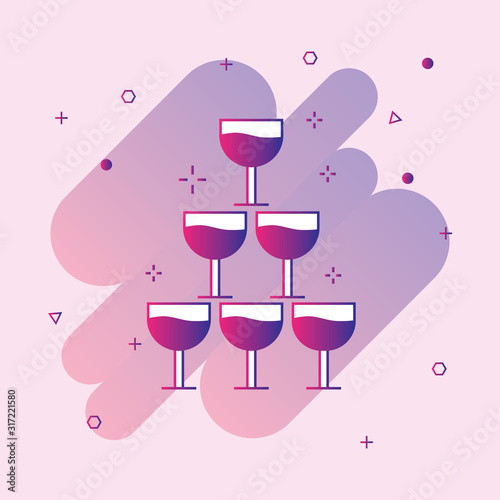 Stake of glasses line icon