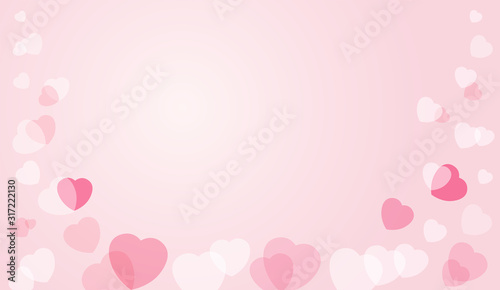 Hearts flying on pink background Valentine design. Vector symbols of love in shape of heart for Happy Women's, Mother's, Valentine's Day, wedding greeting card design