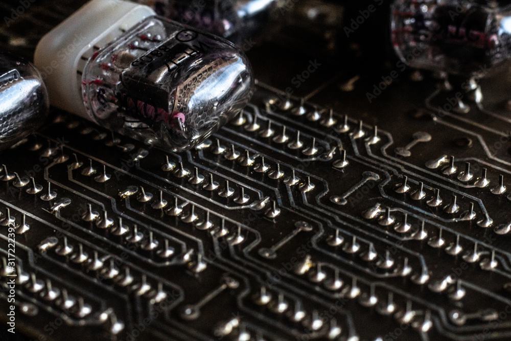 Nixie tubes on plate Nixie tubes on plate
