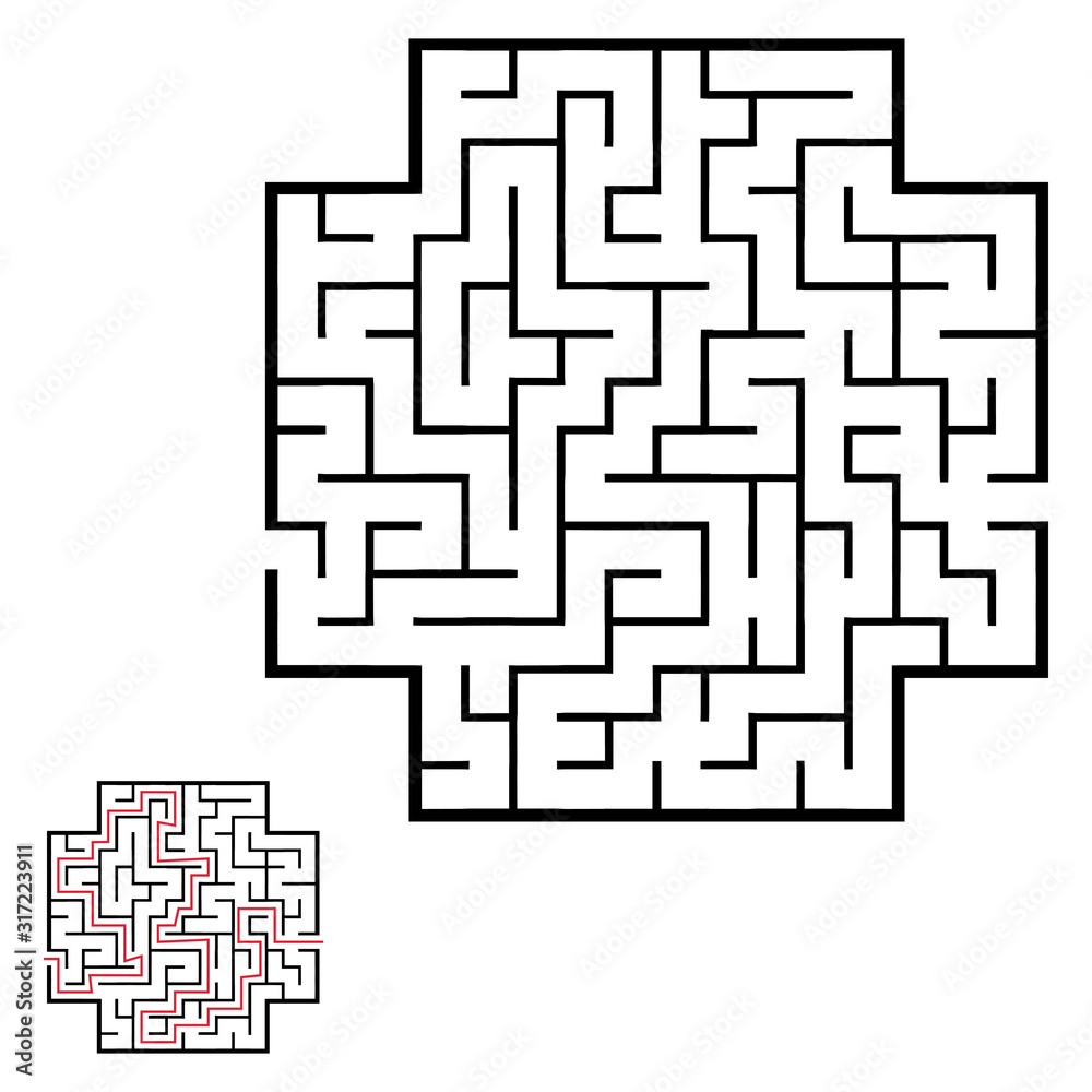 Illustration with labyrinth, maze conundrum for kids. Baby puzzle with entry and exit. Children puzzle game.