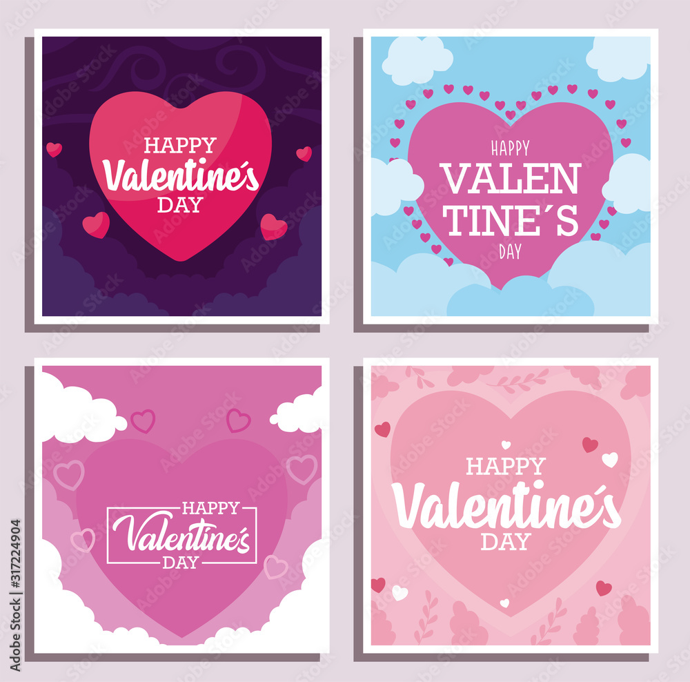 Valentines day frames cards vector design