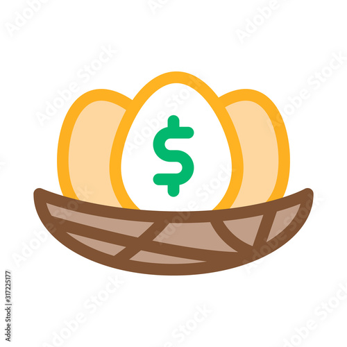 Dollar Mark Eggs Icon Vector. Outline Dollar Mark Eggs Sign. Isolated Contour Symbol Illustration