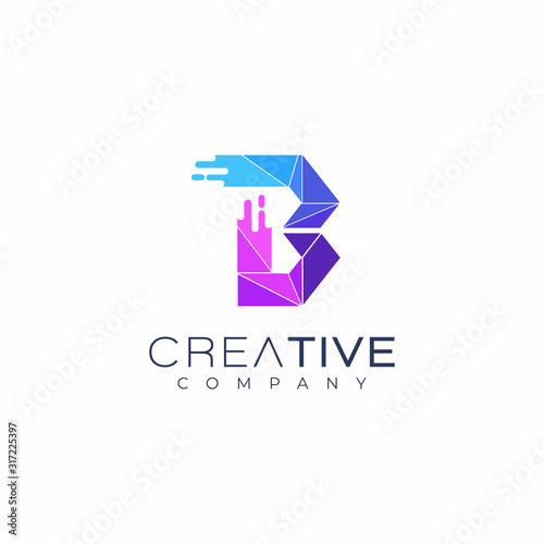 Free Download letter B logo design template. Art tech media app creative sign - GFXLoad