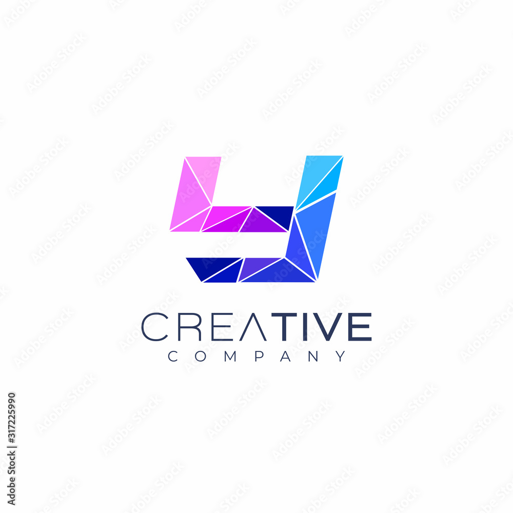 Fototapeta premium letter Y logo design template. Art tech media app creative sign