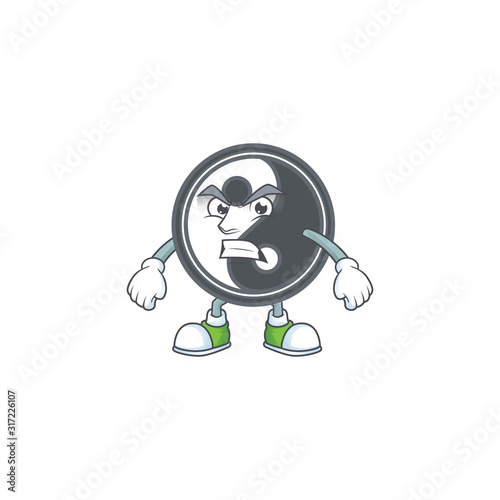 cartoon character of yin yang with angry face