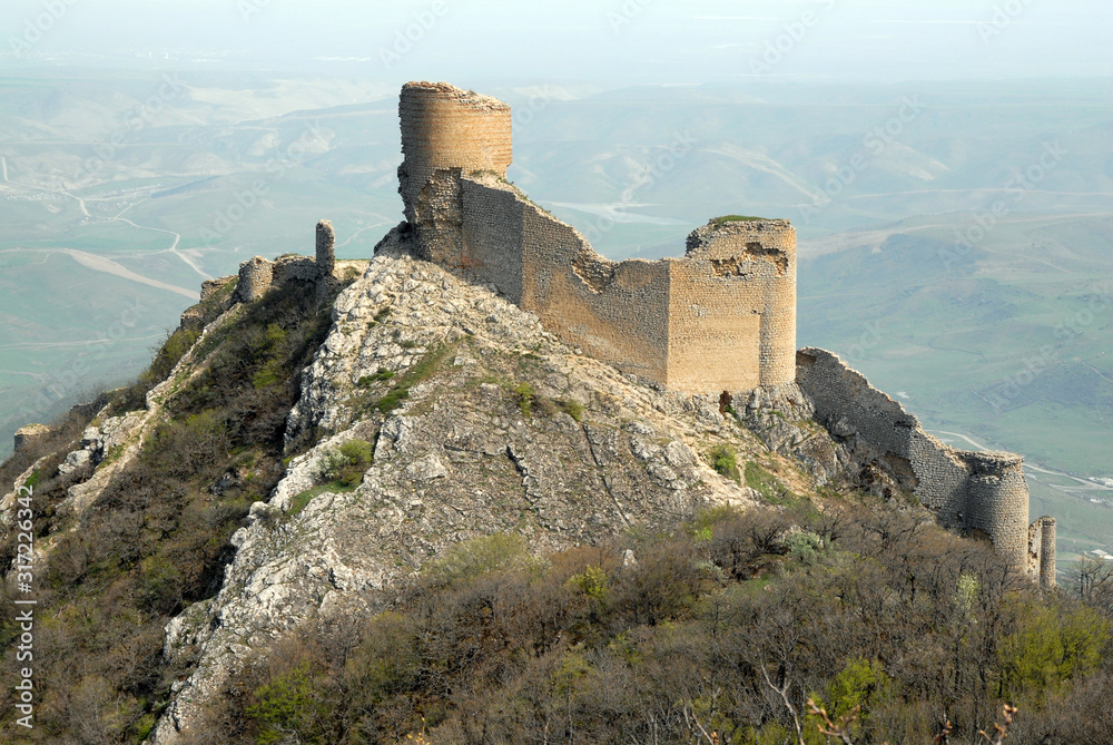 Ruins of Chirag Gala Fortress is one of the most interesting Sights in the country. Quba-Khachmaz Region, Azerbaijan, Caucasus.