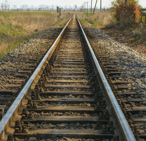 line of rails in the landscape