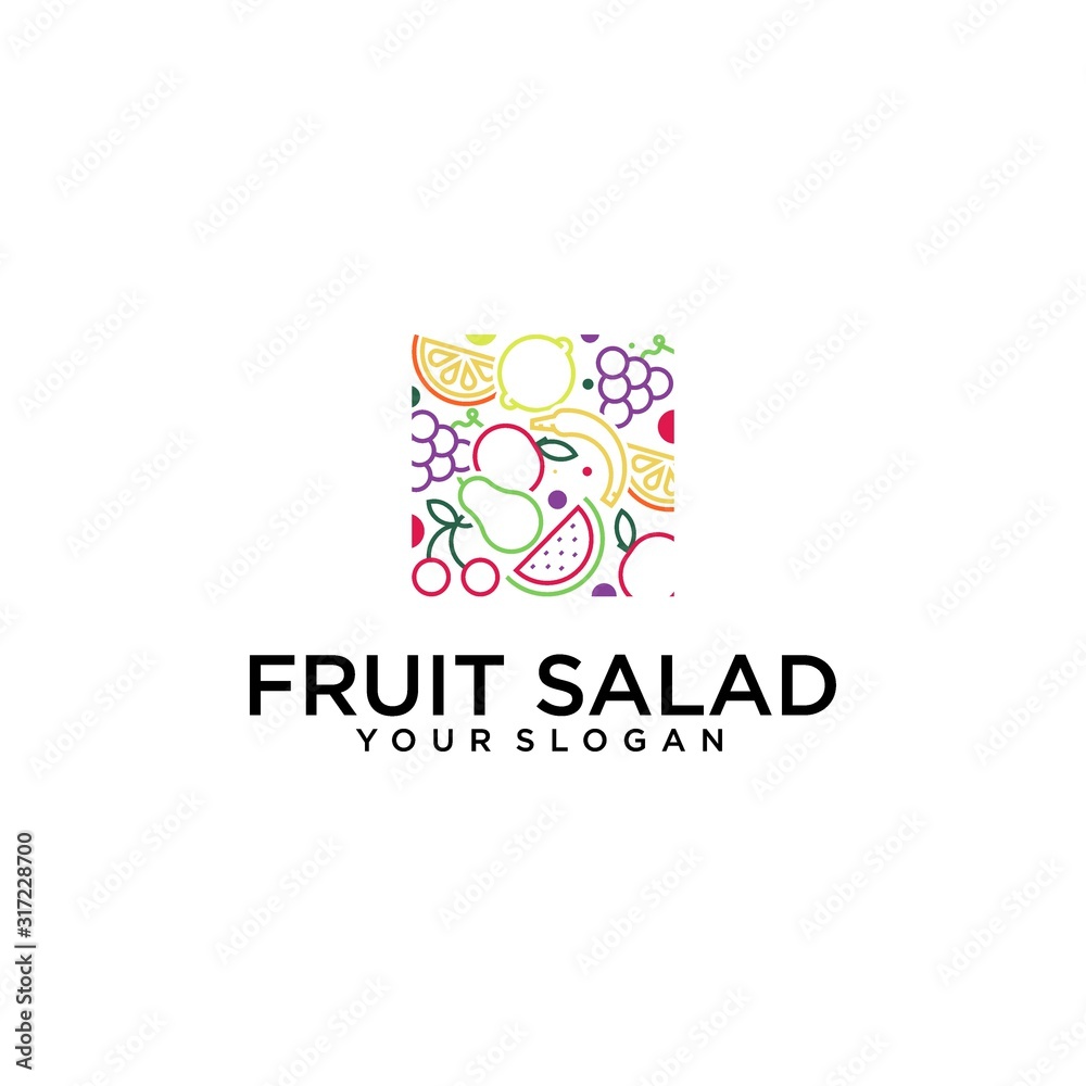 Logo of a fruit salad concept in vector. Healthy food logo template Logo of a fruit salad concept in vector. Healthy food logo template