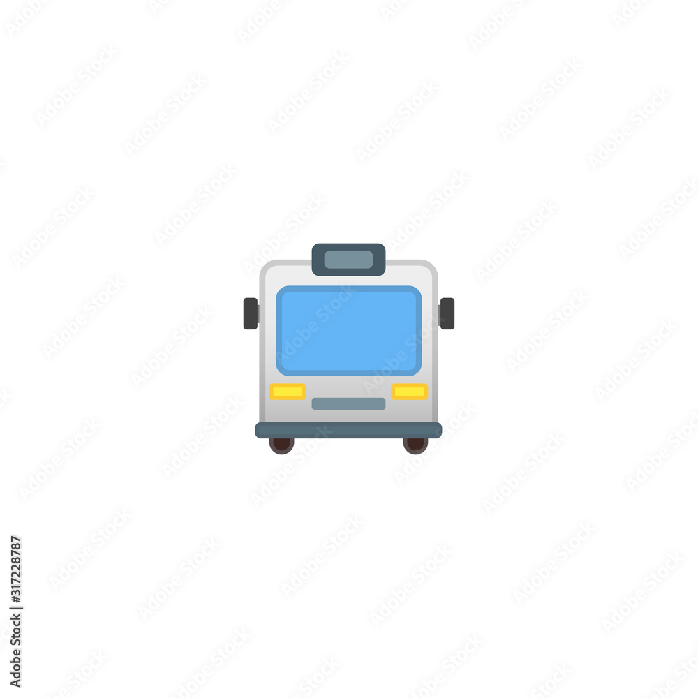 Passenger Bus Vector Icon. Isolated Oncoming Bus Cartoon Style Emoji, Emoticon Illustration Passenger Bus Vector Icon. Isolated Oncoming Bus Cartoon Style Emoji, Emoticon Illustration