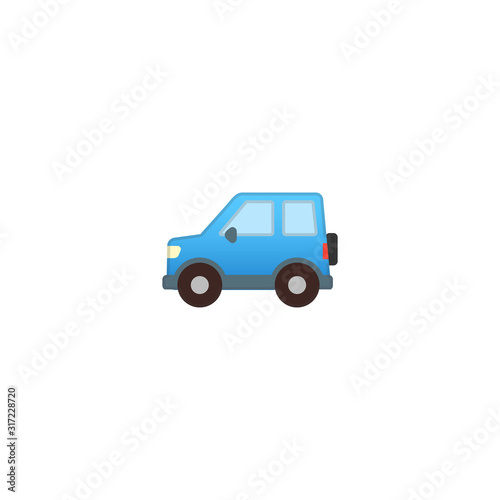 Automobile Vector Icon. Isolated Blue Car Emoji, Emoticon Cartoon Style Illustration