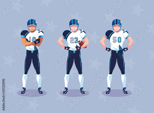 sportsmen with uniform, men team players american football