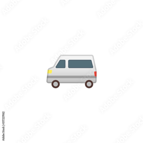 Minibus Vector Icon. Isolated Mini Van Cartoon Style Emoji, Emoticon Illustration
