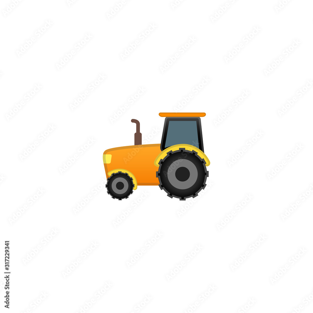 Fototapeta Tractor Vector Icon. Isolated Agricultural Tractor Cartoon Style Emoji, Emoticon Illustration