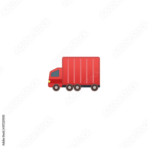 Articulated Lorry Vector Icon. Isolated Delivery Freight Van Cartoon Style Emoji, Emoticon Illustration