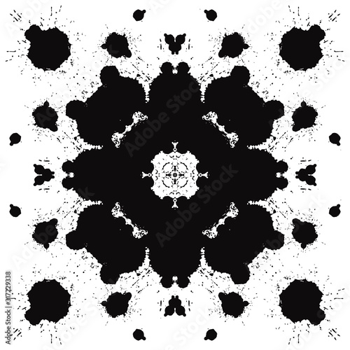 For symmetrical abstract composition. Black object on white background.