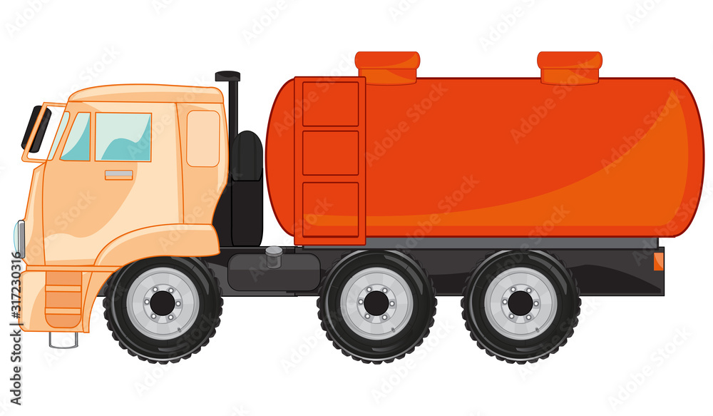 Car gasoline tanker on white background is insulated