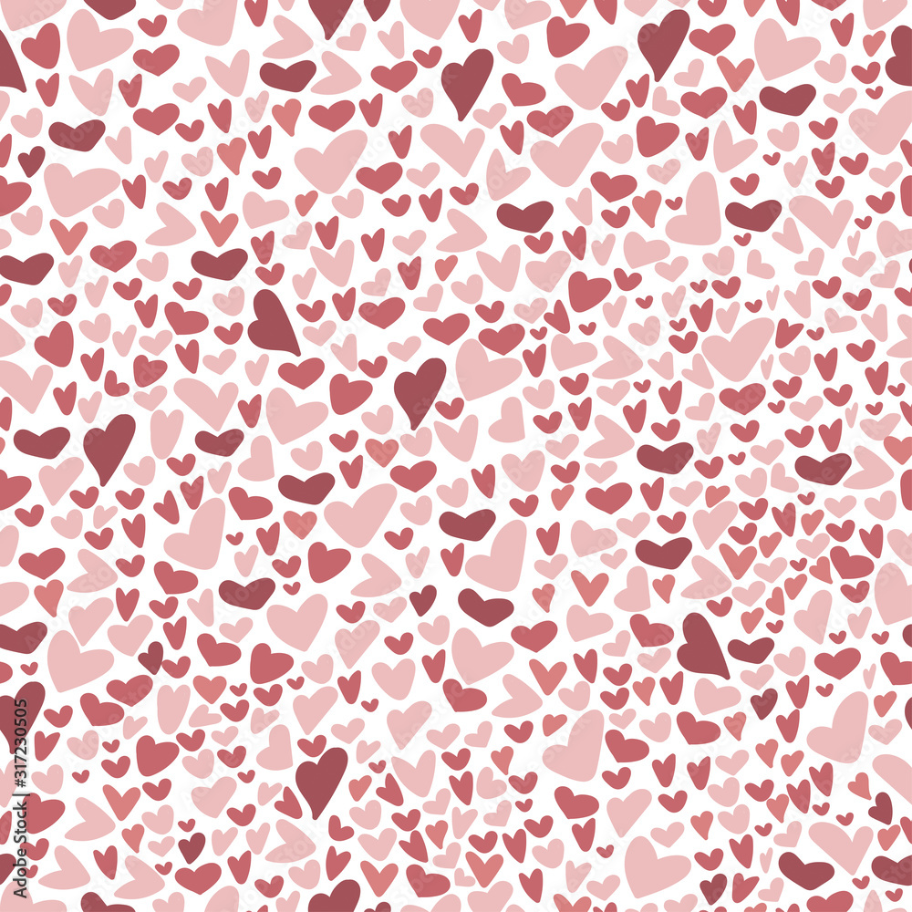 Many hearts seamless pattern. Cute pink and red simple flat hearts hand drawn vector illustration.Valentines day background or banner. Modern greeting card, textile, paper template Many hearts seamless pattern. Cute pink and red simple flat hearts hand drawn vector illustration.Valentines day background or banner. Modern greeting card, textile, paper template