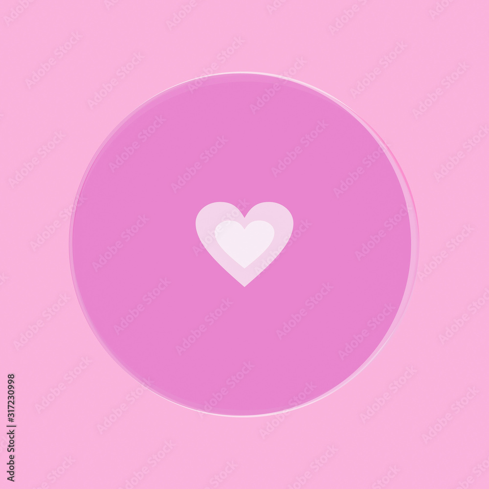pink heart on white background