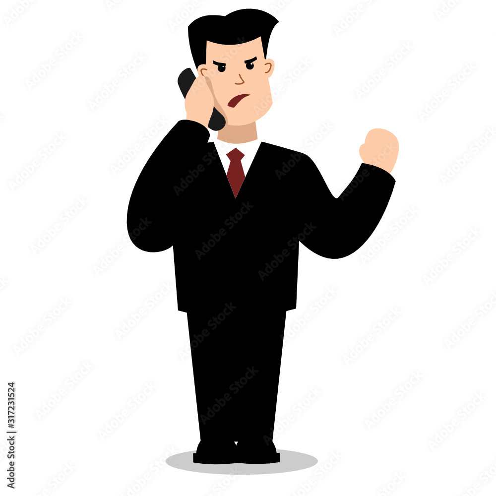  Angry Manager is talking on phone isolated on white background