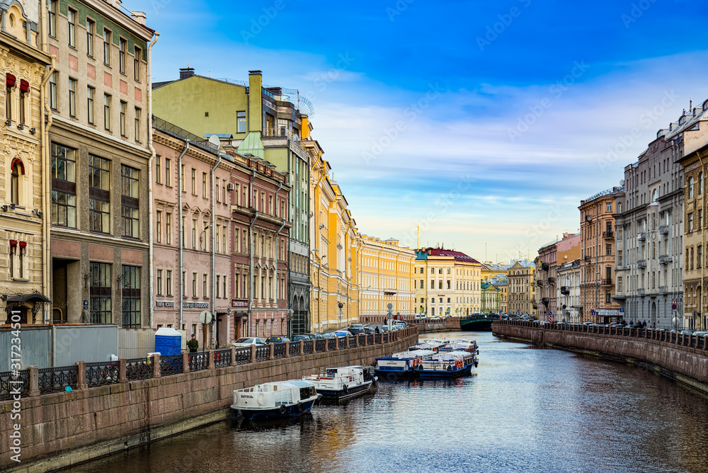 Moika's  Embankment, river in  Saint Petersburg.  Russia.
