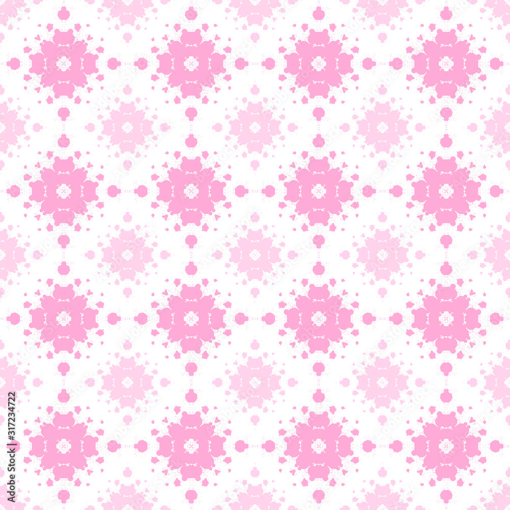 For symmetrical abstract composition. Seamless pattern of red, rosy and white colors. 
