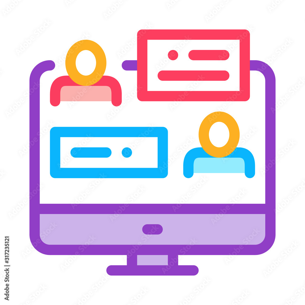 Online Discussion Icon Vector. Outline Online Discussion Sign. Isolated Contour Symbol Illustration